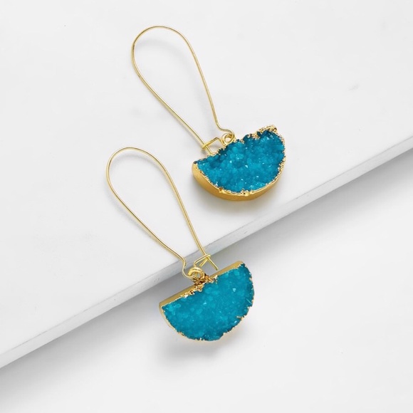 Bellanblue Jewelry - Druzy Drop Earrings - BLUE